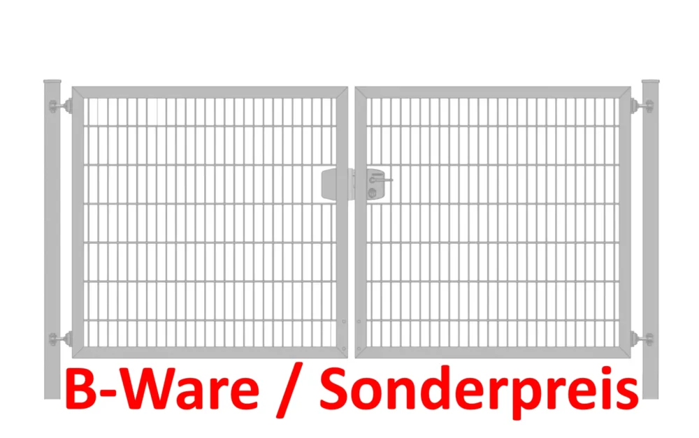 [B-Ware] Einfahrtstor / Gartentor (2-flügelig) Classic 6/5/6 ; symmetrisch; Verzinkt ; Breite 250 cm x Höhe 120 cm