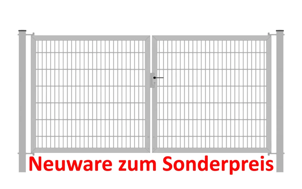 [Sonderposten] Gartentor / Einfahrtstor (2-flügelig) Classic Strong symmetrisch; Verzinkt 6/6/6 mm Doppelstabmatte; Breite 200 cm Höhe 80 cm