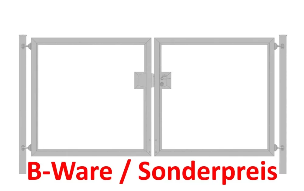 [B-Ware] Einfahrtstor / Gartentor (2-flügelig) Premium Line symmetrisch für Holzfüllung (waagerecht); Verzinkt; Breite 500 cm x Höhe 100cm