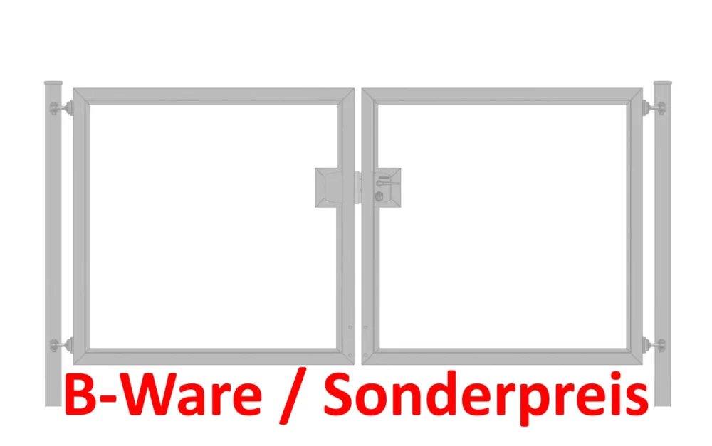 [B-Ware] Einfahrtstor / Gartentor (2-flügelig) Premium Line symmetrisch für Holzfüllung (senkrecht); Verzinkt; Breite 500 cm x Höhe 100cm